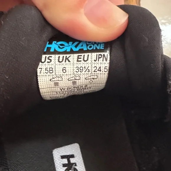 Hoka Black and White Athletic Shoes Bondi 8 - Picture 6 of 6